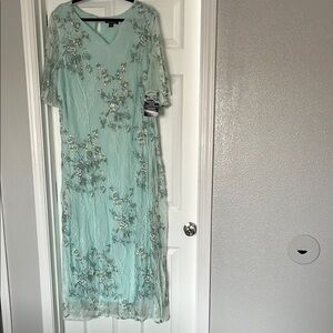 Elegant Mint Green Floral Dress